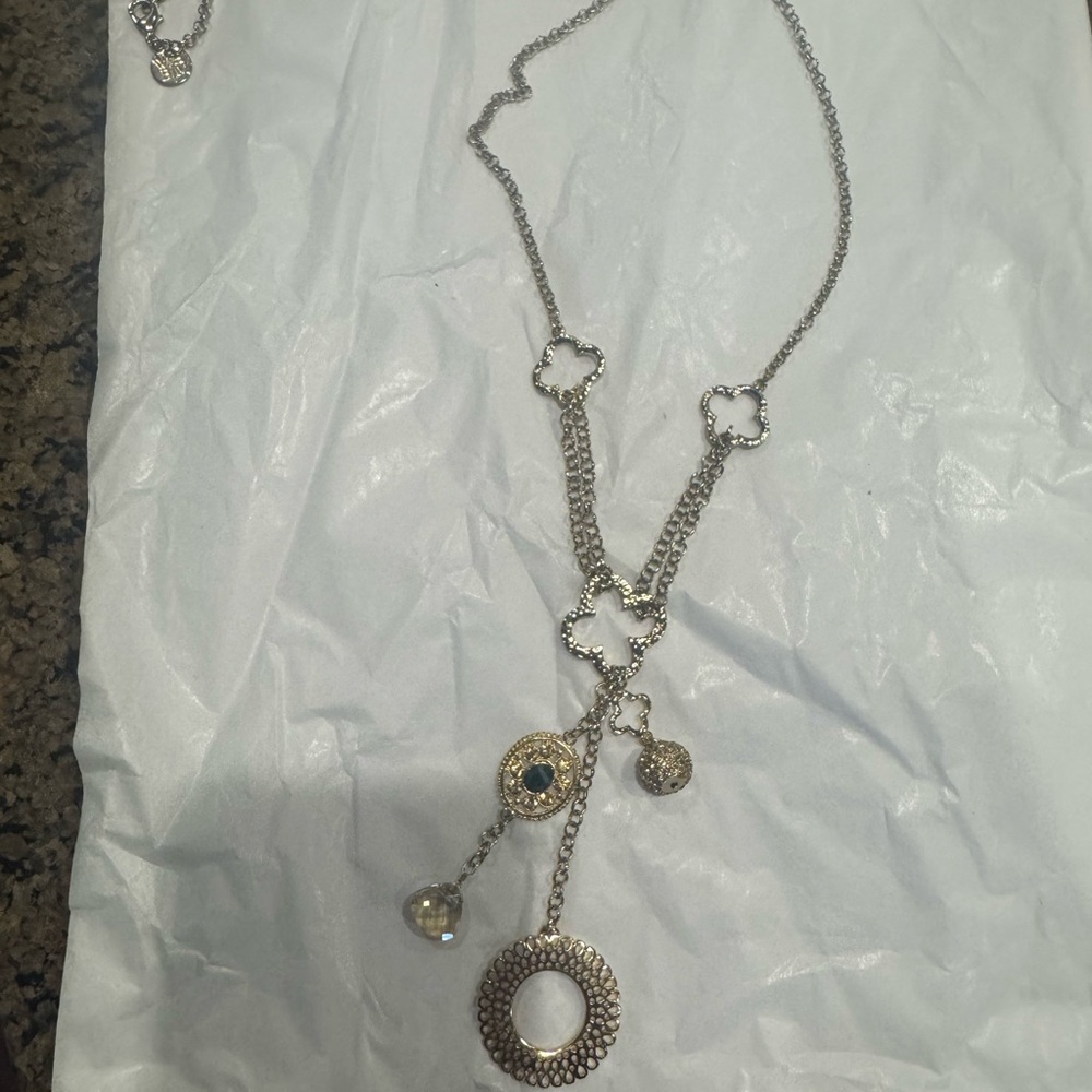 Elegant Silver Necklace with Charm Accents